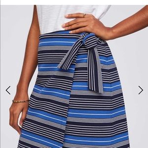 Loft Striped Wrap Skirt - Navy